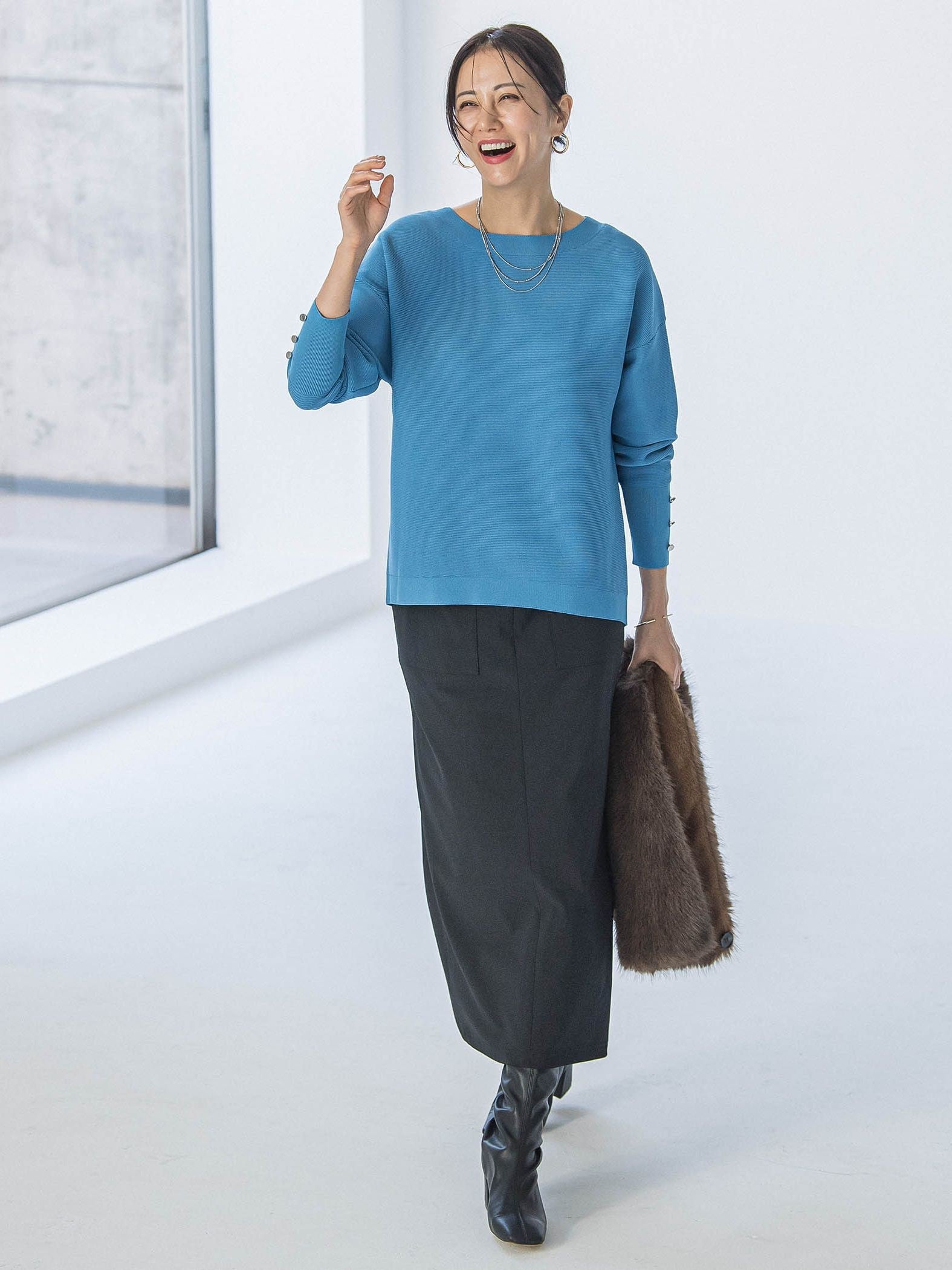 【WEB限定】ソデボタンガーターニット≪11号あり/洗える≫