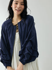 ホイップスリーブノーカラーブルゾン