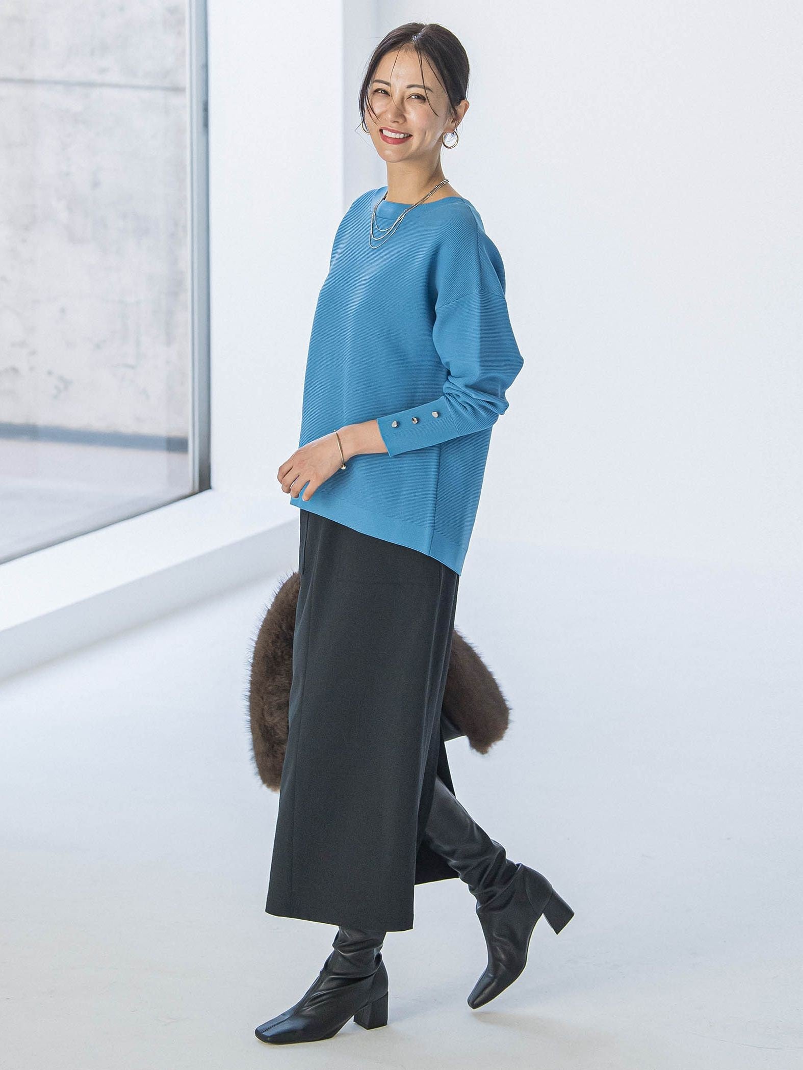 【WEB限定】ソデボタンガーターニット≪11号あり/洗える≫