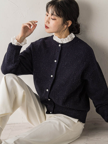 フクレジャガードニットカーディガン≪手洗い可能≫