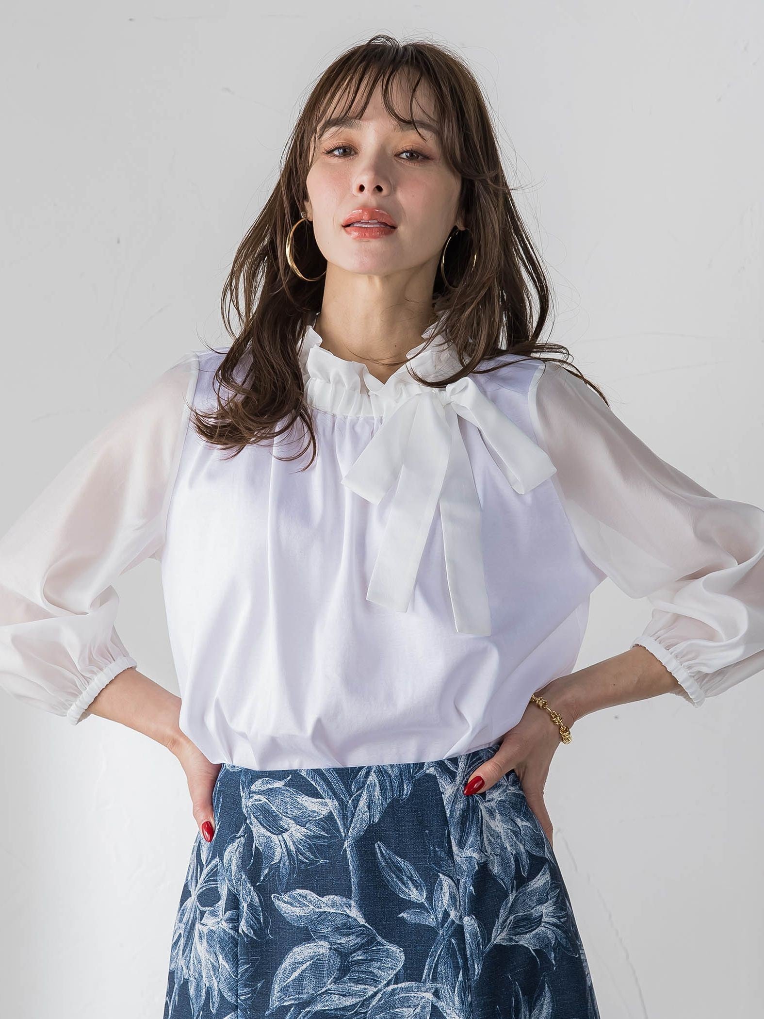 サイドリボンカットソー