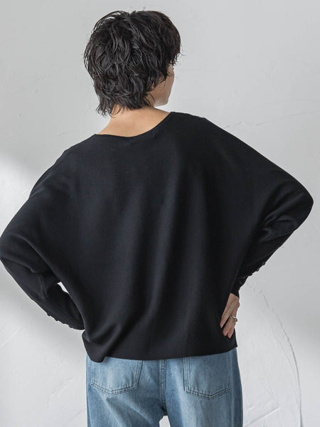 袖口ボタンドルマンニットプルオーバー≪手洗い可能≫