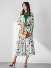 【KEITA KAWASAKI × Viaggio Bluコラボ】リリープリントブラウス