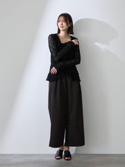 ダブルインタックプルオンワイドパンツ