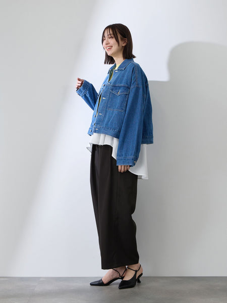 ダブルインタックプルオンワイドパンツ