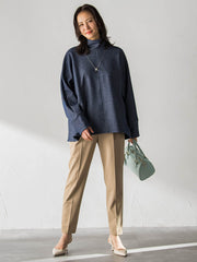 【WEB限定】美シルエット裏起毛ストレッチパンツ≪13号あり/毛玉防止≫