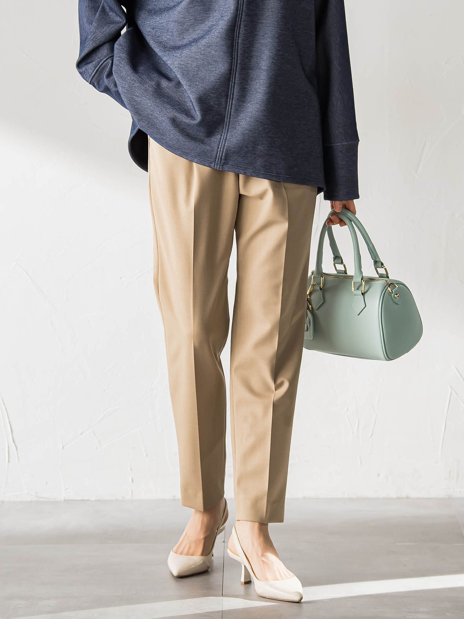 【WEB限定】美シルエット裏起毛ストレッチパンツ≪13号あり/毛玉防止≫