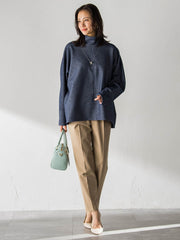 【WEB限定】美シルエット裏起毛ストレッチパンツ≪13号あり/毛玉防止≫