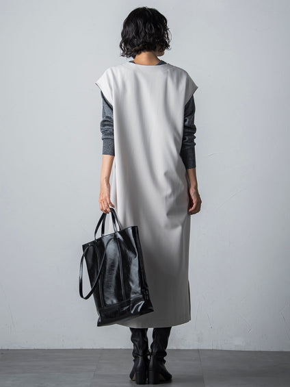 【WEB限定】【3サイズ展開】キーネックワンピース≪イージーケア/毛玉になりにくい≫