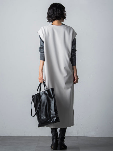 【WEB限定】【3サイズ展開】キーネックワンピース≪イージーケア/毛玉になりにくい≫