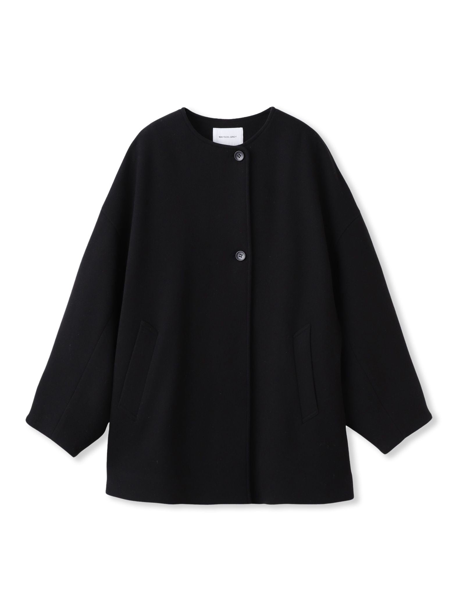 ライトジャージメルトンノーカラーミドルコート