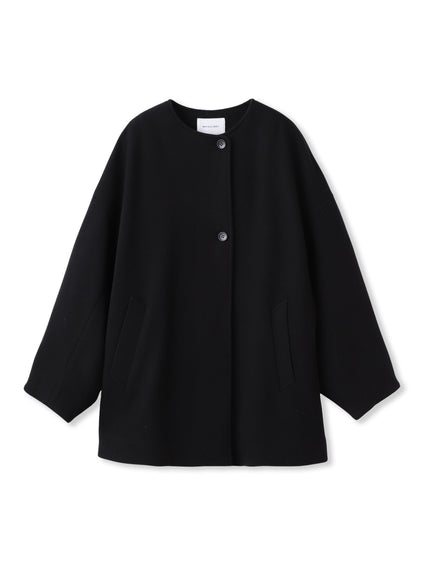 ライトジャージメルトンノーカラーミドルコート