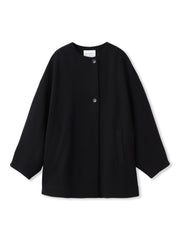 ライトジャージメルトンノーカラーミドルコート