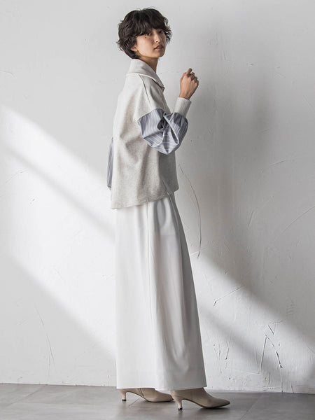 ストライプスリーブハーフジッププルオーバー≪手洗い可能≫