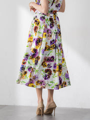 【KEITA KAWASAKI × Viaggio Bluコラボ】パンジープリントスカート