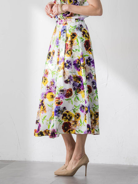 【KEITA KAWASAKI × Viaggio Bluコラボ】パンジープリントスカート