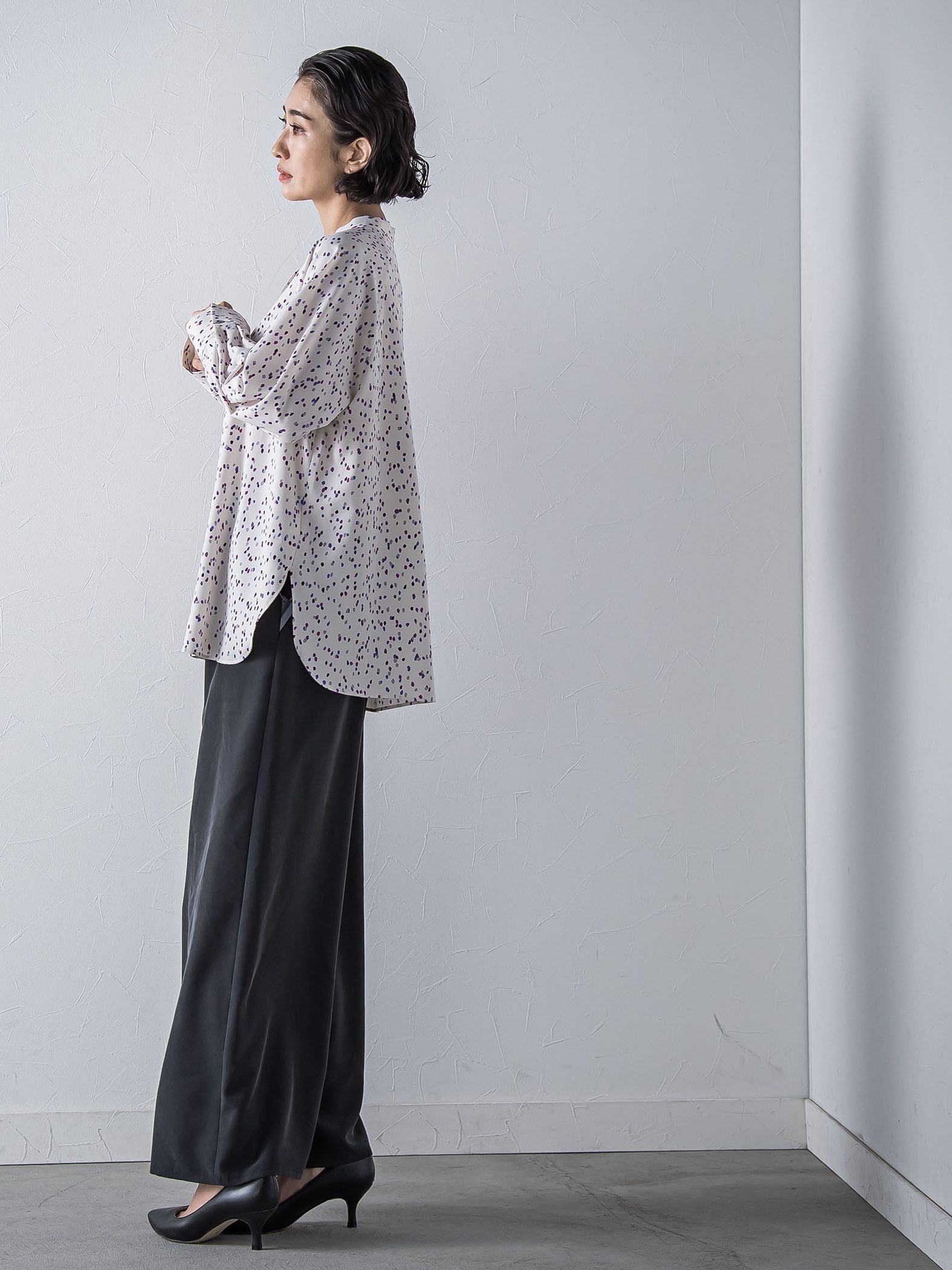 【biyori】”しっとりやわらかな風合い”ピーチポプリンリブパンツ≪洗濯機で洗える≫