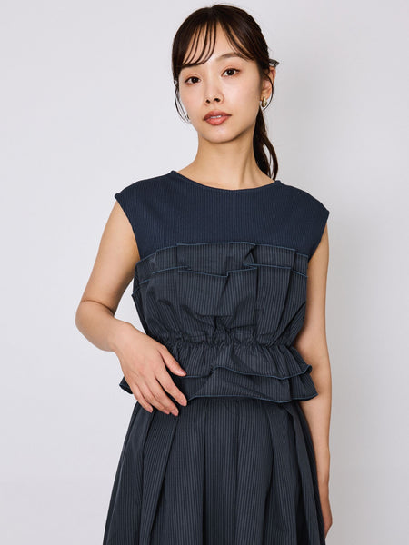 タフタチェックビスチェレイヤードカットソー≪手洗い可能≫