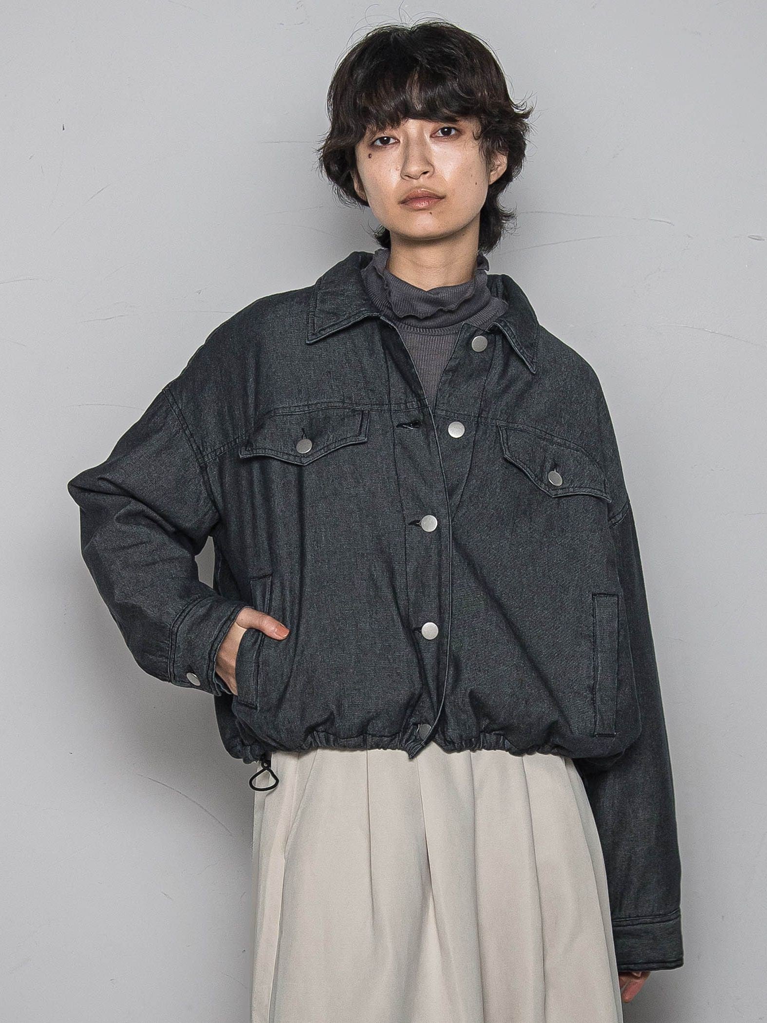 中綿デニムジャケット≪洗濯機で洗える≫