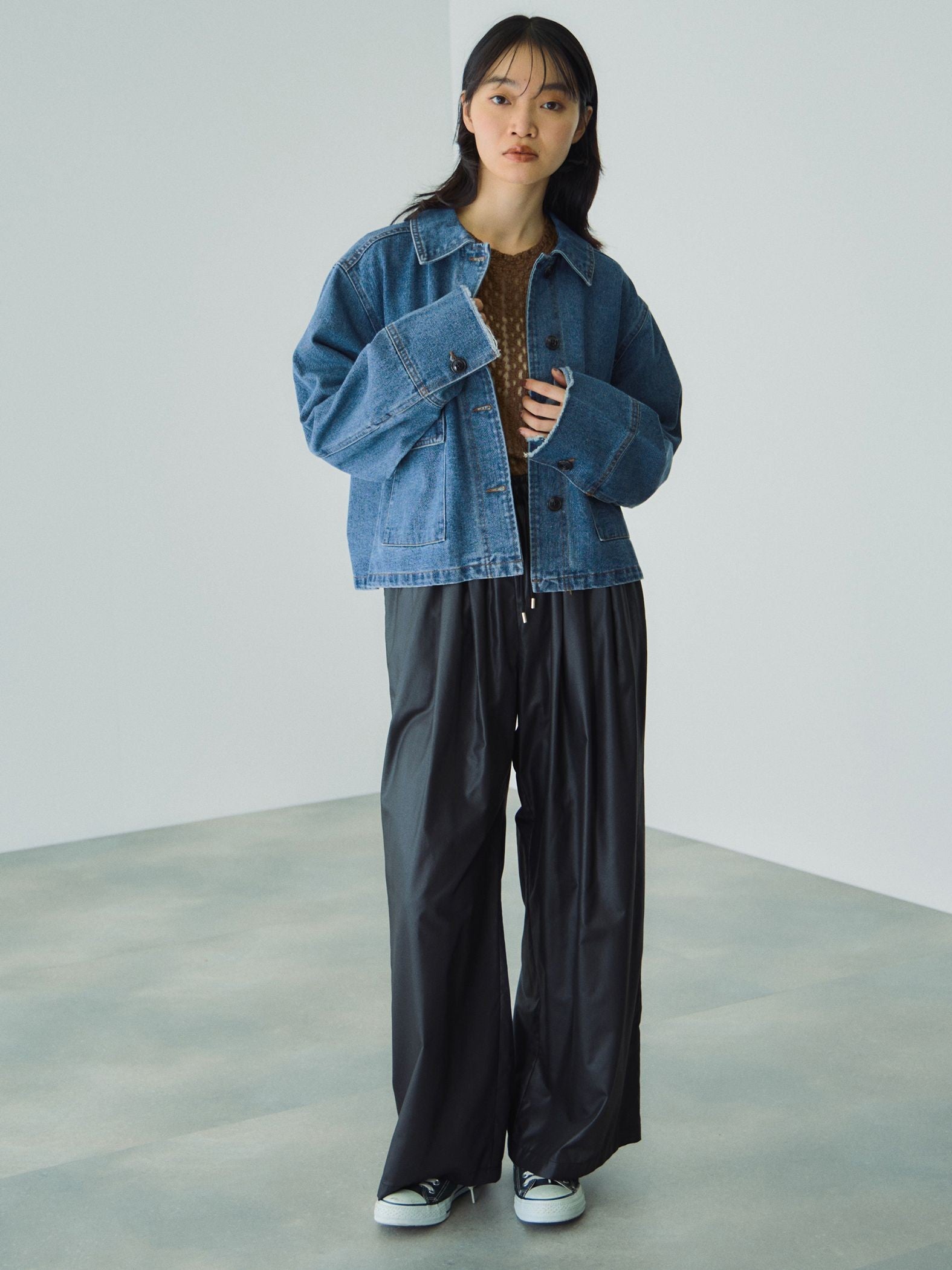 フラップポケットショートデニムブルゾン≪手洗い可能≫