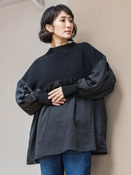 【WEB限定】”1枚でサマになる”とろみサテンふんわりニット