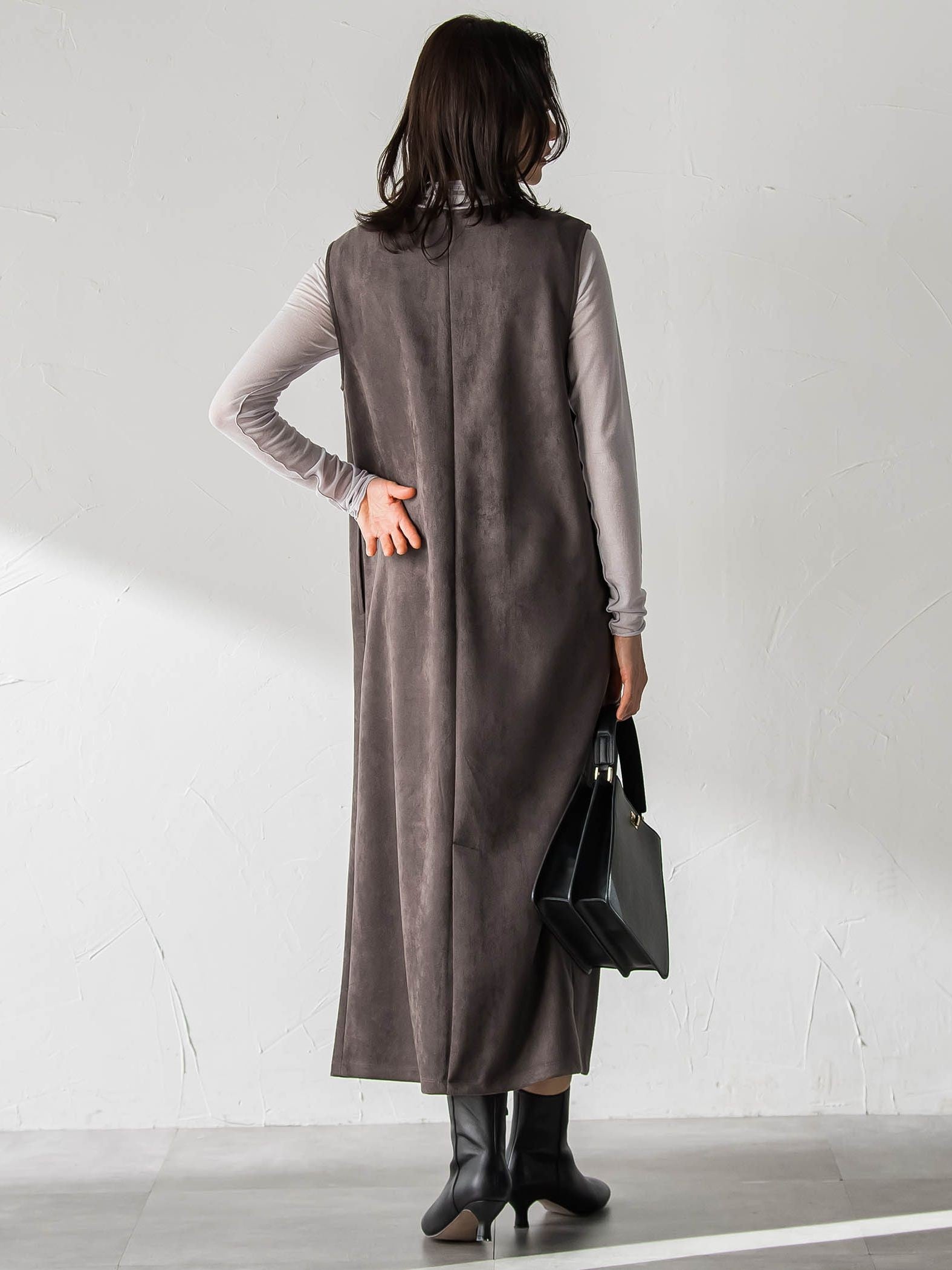 【WEB限定】フェイクスエードワンピース≪洗える≫