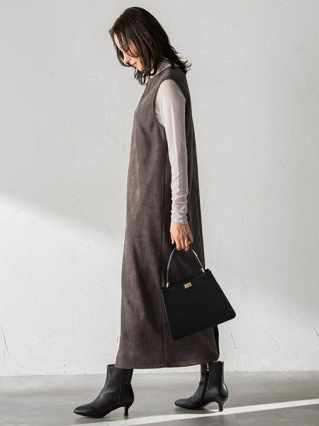 【WEB限定】フェイクスエードワンピース≪洗える≫