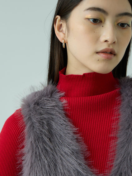 フロントフェイクファーニットベスト