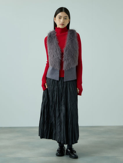 フロントフェイクファーニットベスト