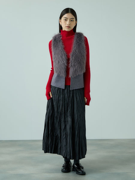 フロントフェイクファーニットベスト