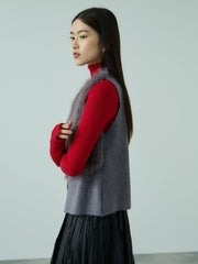 フロントフェイクファーニットベスト