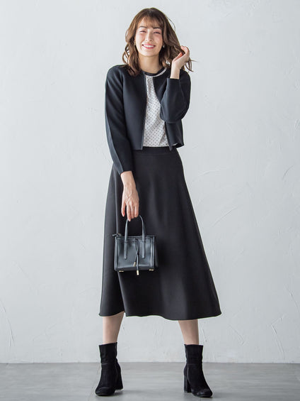 【S/M/L展開】冬仕様 美シルエットロングフレアスカート ≪洗濯機で洗える≫