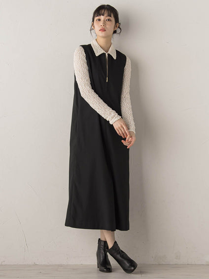 裏起毛サキソニーワンピース≪手洗い可能≫