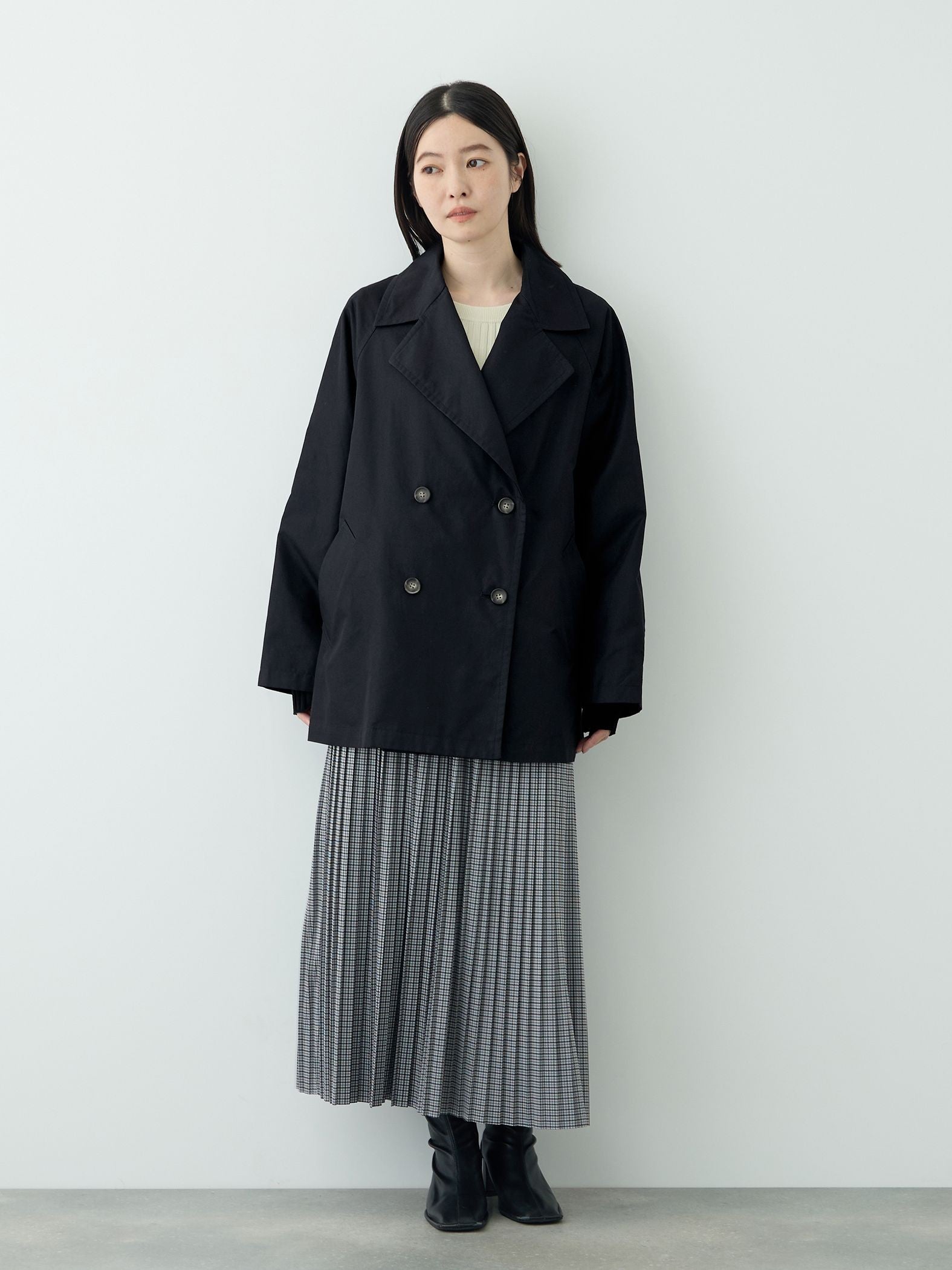 シャンブレーツイルミドル丈コート