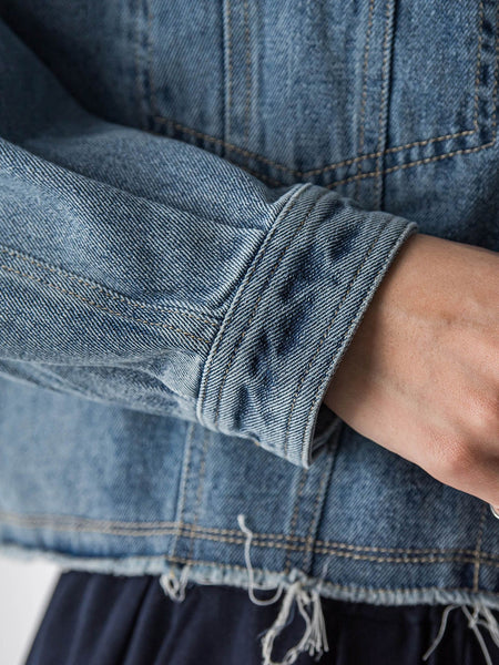 デニムショートジャケット≪洗濯機で洗える≫