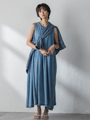 ゆれるデニムノースリーブワンピース