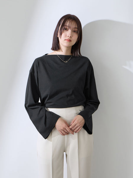 ハイゲージ天竺ボートネックプルオーバー