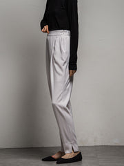 エステルダブルクロス　タックテーパードパンツ
