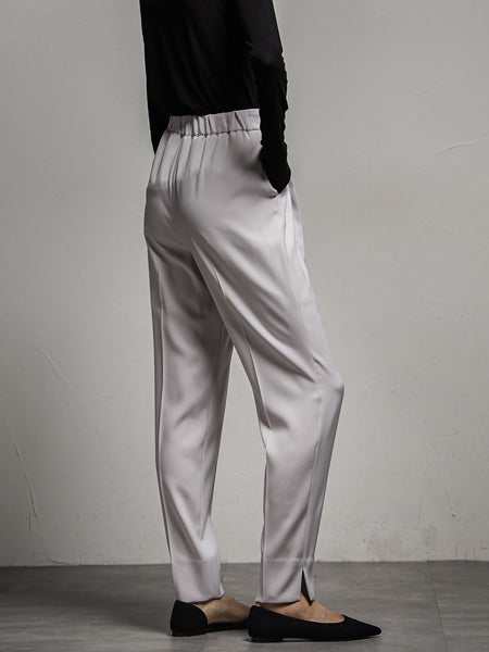 エステルダブルクロス　タックテーパードパンツ
