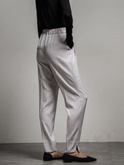 エステルダブルクロス　タックテーパードパンツ