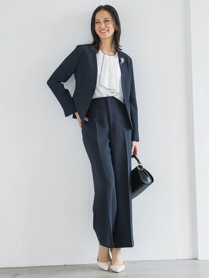 【WEB限定 13号】トリクシオンノーカラージャケット≪セットアップ対応/手洗い可能≫