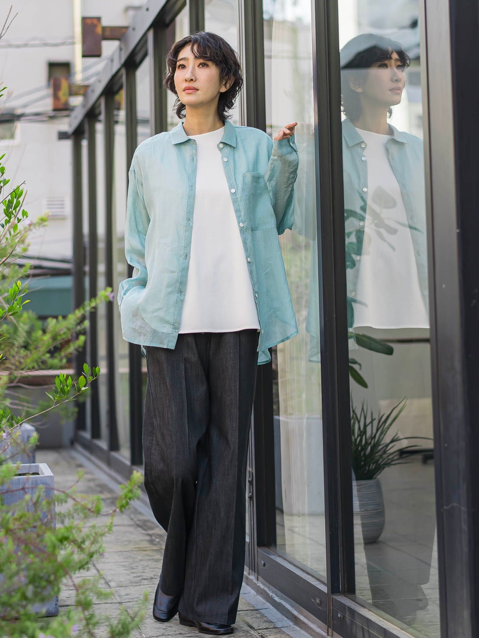 セルロースデニムワイドパンツ