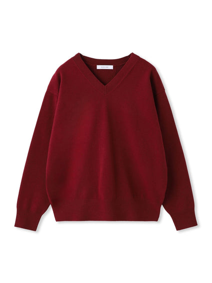 【ふわもち】Vネックニット≪洗濯機で洗える≫