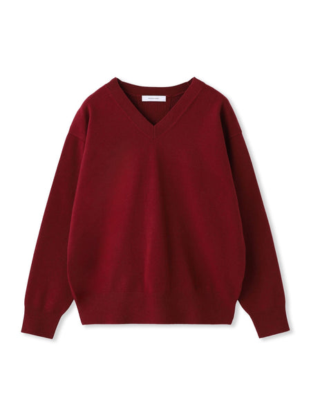 【ふわもち】Vネックニット≪洗濯機で洗える≫