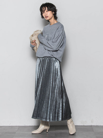 【WEB限定】ストレッチベロアプリーツスカート≪手洗い可能≫