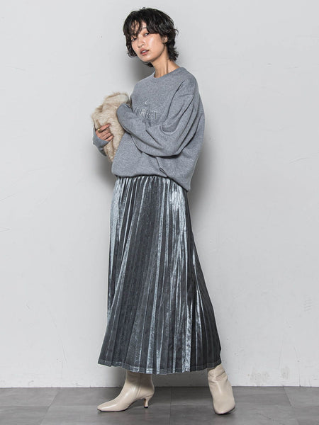 【WEB限定】ストレッチベロアプリーツスカート≪手洗い可能≫