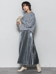 【WEB限定】ストレッチベロアプリーツスカート≪手洗い可能≫