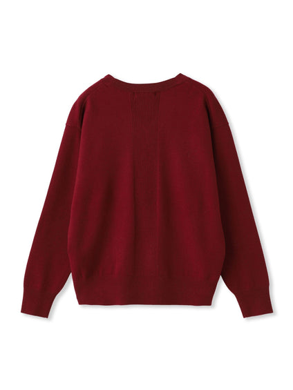 【ふわもち】Vネックニット≪洗濯機で洗える≫