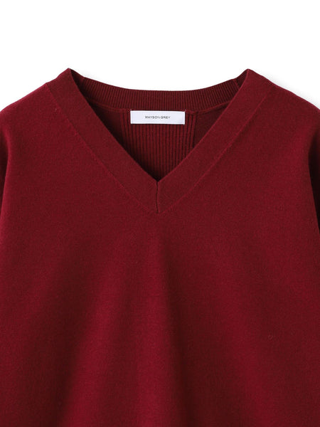 【ふわもち】Vネックニット≪洗濯機で洗える≫