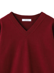 【ふわもち】Vネックニット≪洗濯機で洗える≫